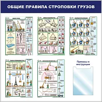 Стенд Общие правила строповки грузов, плакат А3 строповка грузов-5 шт., карман вертикальный, плоский А4-1 шт (1100х1100; .Пластик ПВХ 4 мм, пластиковый профиль)